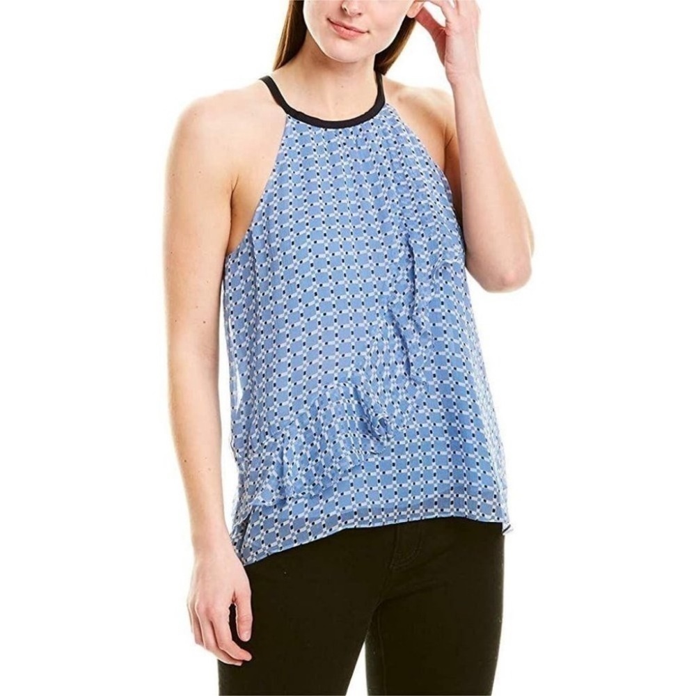 Joie‎ Silk Printed Corisande French Chambray Sleeveless Top Size Medium Women
